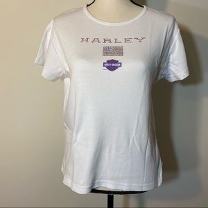 Harley Davidson Rhinestone American Flag T-shirt